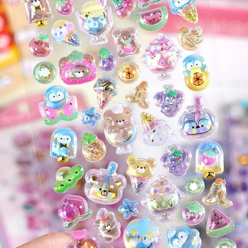 Original Cartoon Water Drop 3D Relief Crystal Stickers Cute Refrigerator Sticker Handbooks Decoration Creativity Reward Toy
