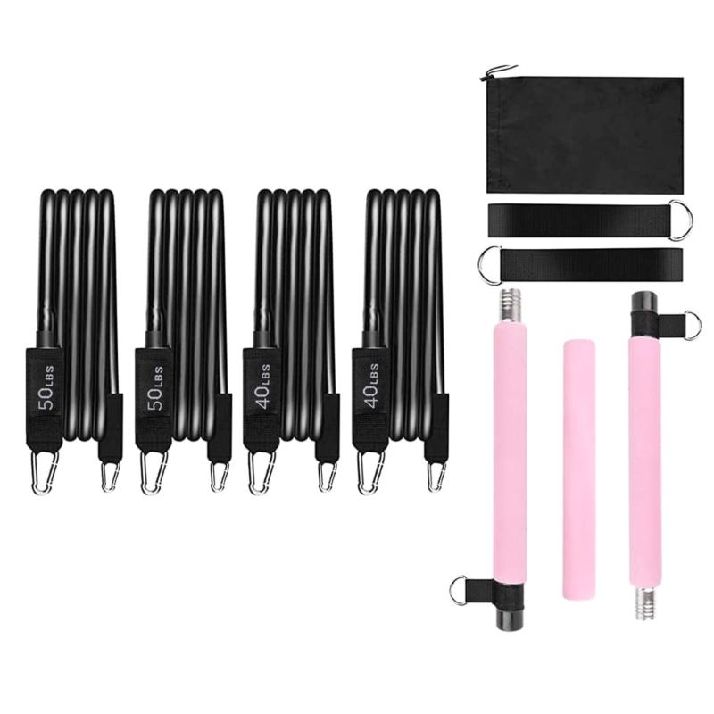 Multifunctional Pilates Rod Home Gyms Strength Training Equipment Pilates Rod Kits With Resistance Band Workout Equipmen розовый