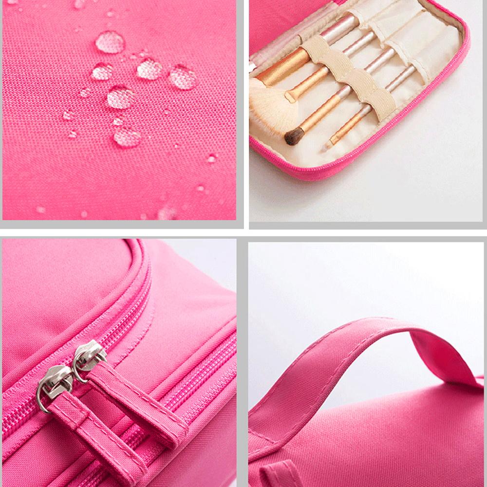 Travel Handbag Cosmetic Bags Make Up Case MakeUp Bag Wash Pouch Women Hook Up Organizer Pink Print Toiletry Accessory Storage