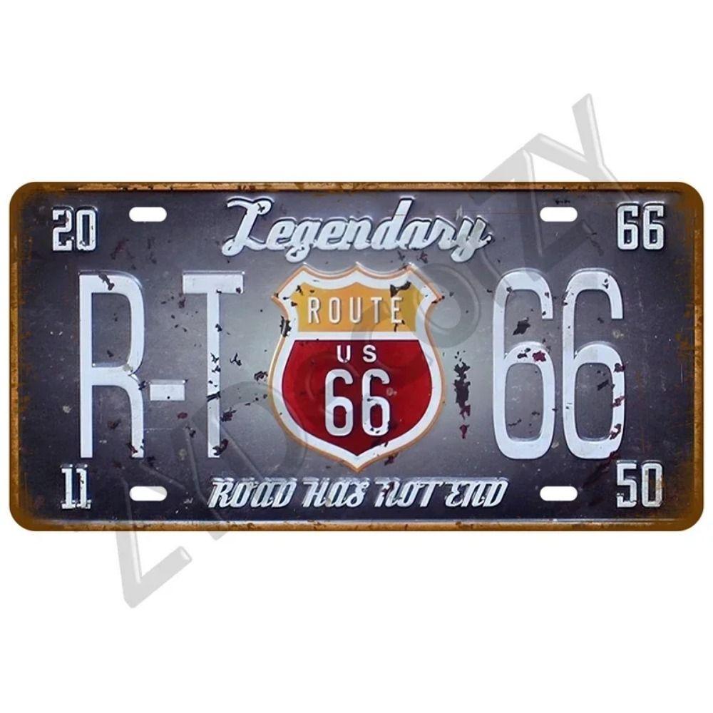 Vintage Route 66 Cars Metal Tin Sign Bar Club Tire Shop Decor
