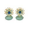 Fashion Ocean Style Ladies Jewelry, Geometric Shell Oil Drip Diamond Design Earrings Versatile Earrings