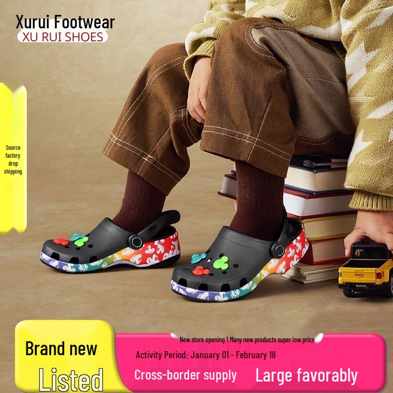 Mickey Mouse Kids' Clog Sandals: Non-Slip, Wear-Resistant Beach Shoes for Boys, Girls, & Toddlers