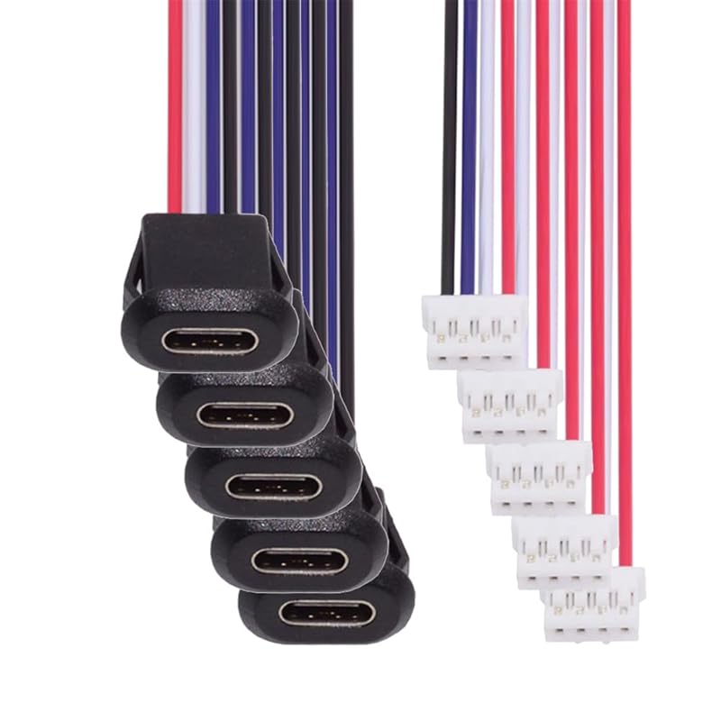 

NFHK 5 pieces/set DIY OEM Type C female socket - 4 pin header cable pitch=2.0mm latch mount type DC 5V power supply