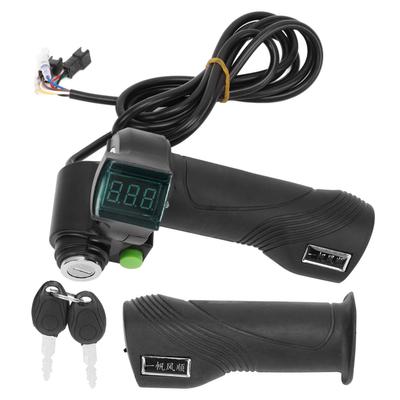 Um Par de Manopla Aceleradora para Bicicleta Elétrica com Trava de Cabeça Grande Tela Azul 12V a 99V Manopla Aceleradora de Bicicleta para Pedalar