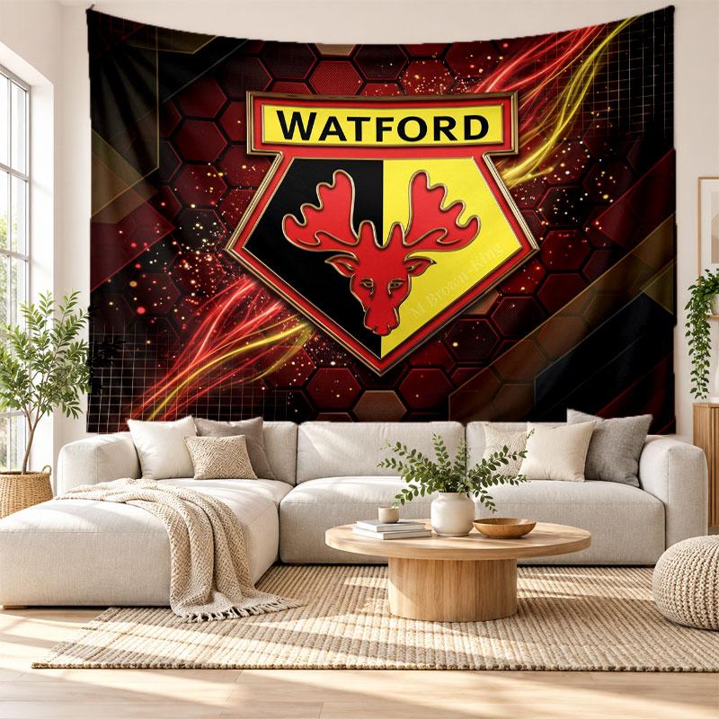 Watford Football Wall Tapestry, Soft Fabric Wall Hanging, Decorative Backdrop For Bedroom Home Wall Art