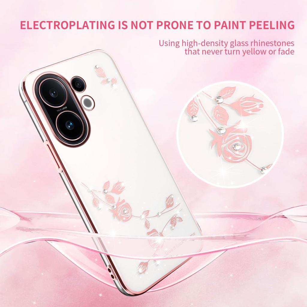 KADEM For vivo S30 5G Case Flower Rhinestone Decor TPU Phone Cover