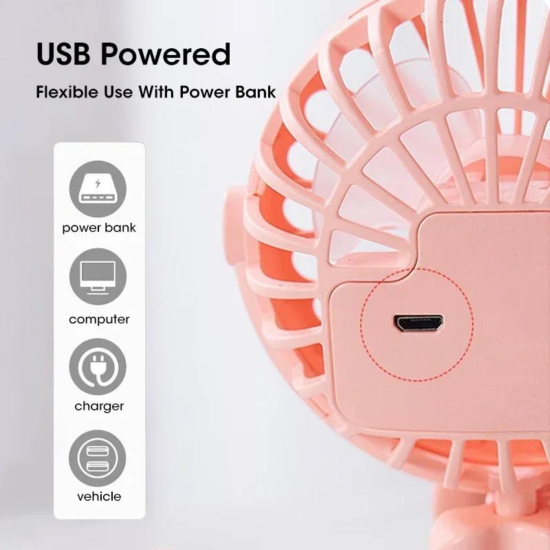 Portable USB Mini Fan Folding Quiet Handheld for Desk Stroller Outdoor Summer Use