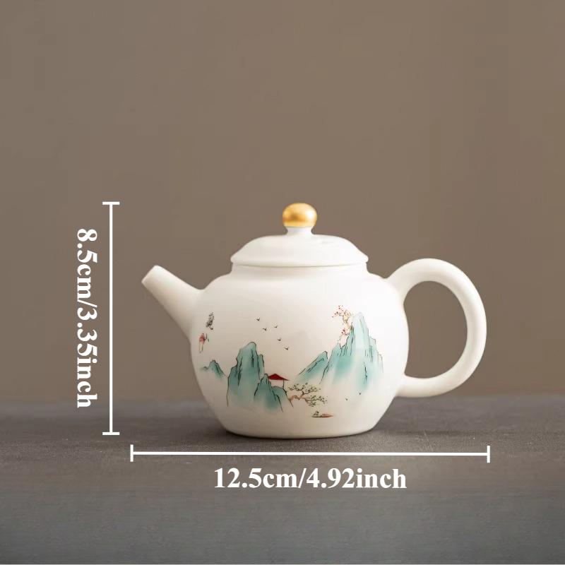 Yixing White Ceramic Pot Chinese Small Capacity Teapot Household Ceramic Teapot Kung Fu Tea Set Tea Ceremony Accessories