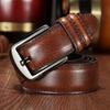 Men's Leather Belt - Metal Texture Buckle, Classic Brown Formal Casual Dual Use - Ideal Gift for Men, Durable and Easy To Clean, Buckle Metal Finish
