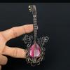 Guitar Shaped Rhodonite Gemstone Copper Wire Wrapped Handmade Jewelry Pendant Indian Jewelry For Her