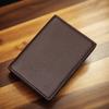 Transparent ID Window Credit Card Holder Durable Soft Multi Card Slots Top-grain Leather Bifold Thin Small Wallet Black Coffee