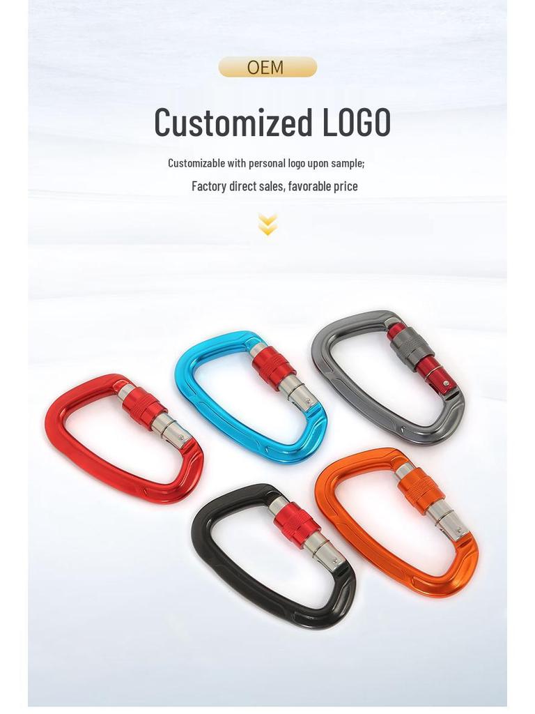 Outdoor Aluminum D-Shaped Lock: Camping, Hammock, Backpack, Rock Climbing, and Mountaineering Clip.