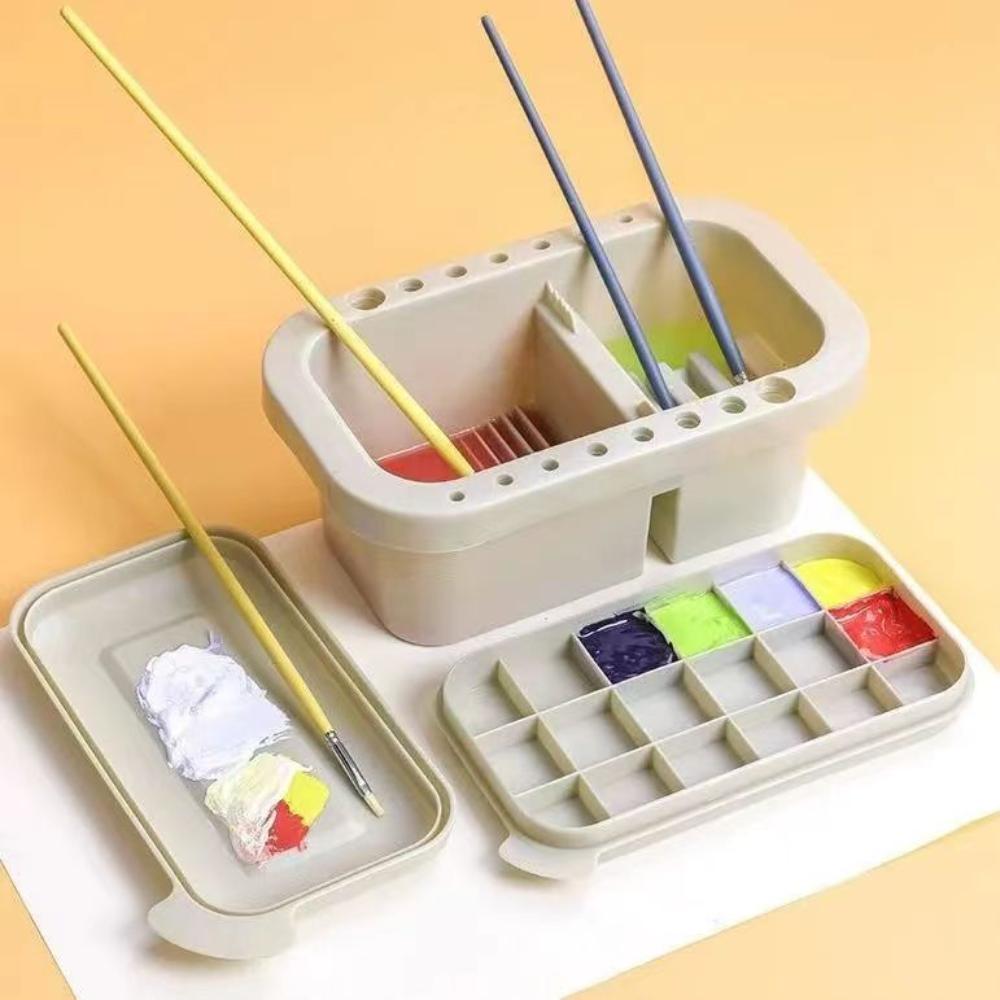 

Многофункциональный держатель ручки для стирки с палитрой Bucket Art Rinse Держатель ручки Палитра Коробка может вставить инструмент для рисования пера