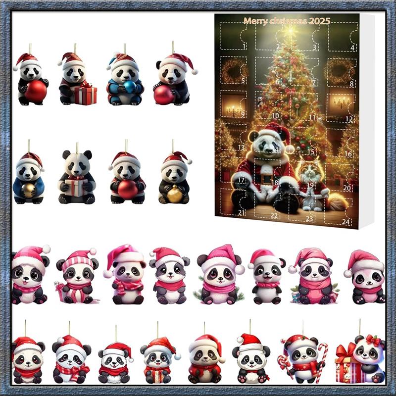 Aug. Christmas Tree Decorations With Santa Hats Acrylic Mini Xmas Tree Pendant For Home Decor Advent Calendar Panda Bear For Hom