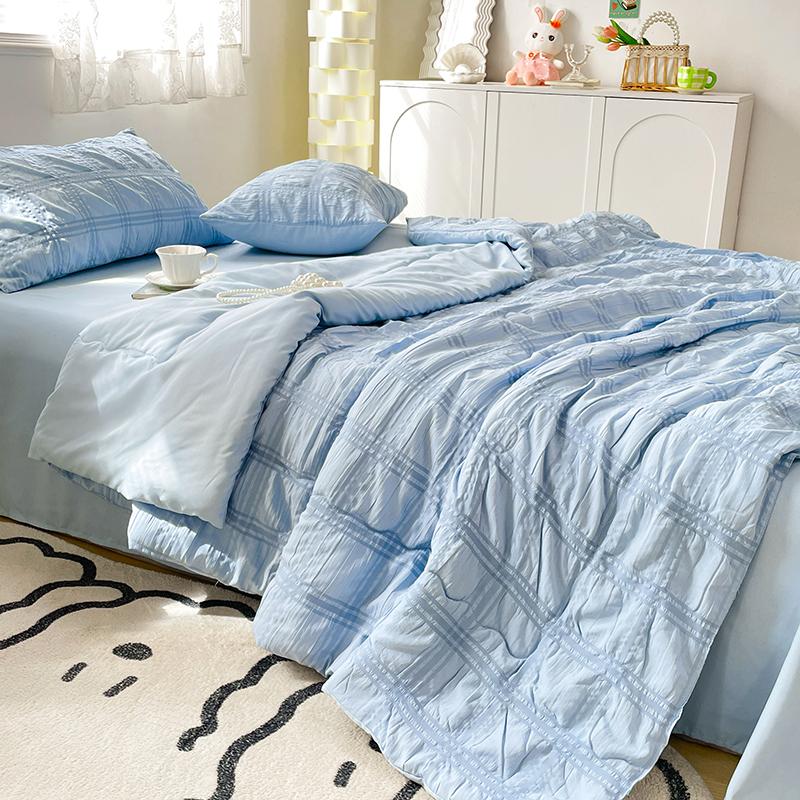 Capa de Edredom de Verão Japonês Edredom Fresco Manta para Pausa do Meio-Dia de Verão Ar Condicionado Solteiro Seersucker Lençóis Fronha Conjunto