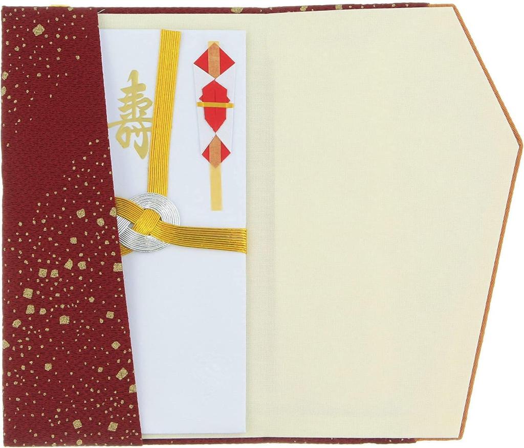 Daiko Sangyo Ester Chirimen Buntes Besticktes Fukusa (Kreppstoff) mit Goldumschlag, Feier-Kondolenz-Set, Hergestellt in Japan, DunkelrotLila,