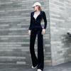 Gold Velvet Sports Suit Women's Spring and Autumn Thin Fashion Casual Wear Sweatshirt Two-piece Set