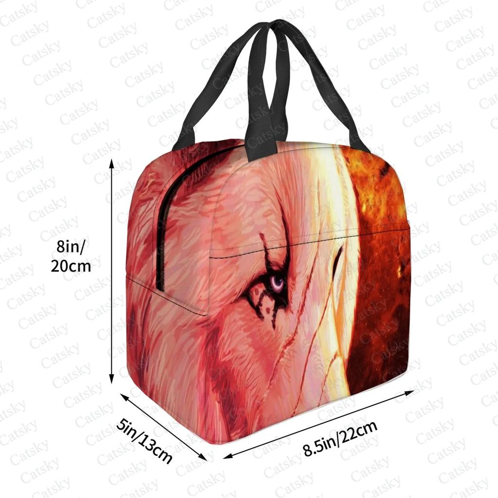 wolf angry animal  Portable Aluminum Foil Thickened Insulated Office Lunch Bag Waterproof Lunchs Bags Tote Bags