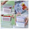 4-In-1 Fruit Vegetable Storage Container with Removable Filter Leak-Proof Airtight PP Storage Box for Washing Draining Stackable Food Organizer