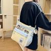 College Contrast Color Stitching Shoulder Bag Women's Lightweight Crossbody Bag Student Class Bag