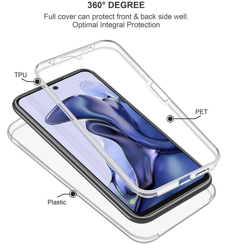 Husă dublă transparentă de 360 de grade pentru Xiaomi Redmi Note 11 10 10S 9S 9 8T 8 Pro 11T 9T 9A Mi 11 Pro Ultra Poco M3 X3 NFC din silicon Husă față spate completă