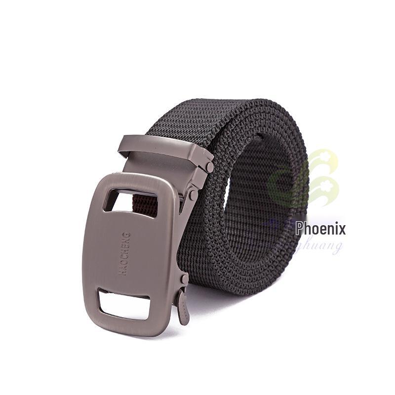 

Мужской минималистичный эластичный ремень с кожаной пряжкой и утолщенным холстом из искусственного нейлона чёрный