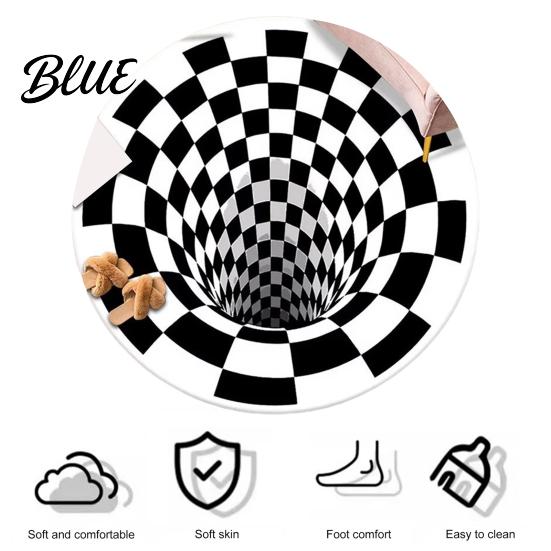 Geometric Anti-Skid Area Vision Bedroom Resistant Washable Carpet Wear Rug Round 3D Stereo Floor Mat