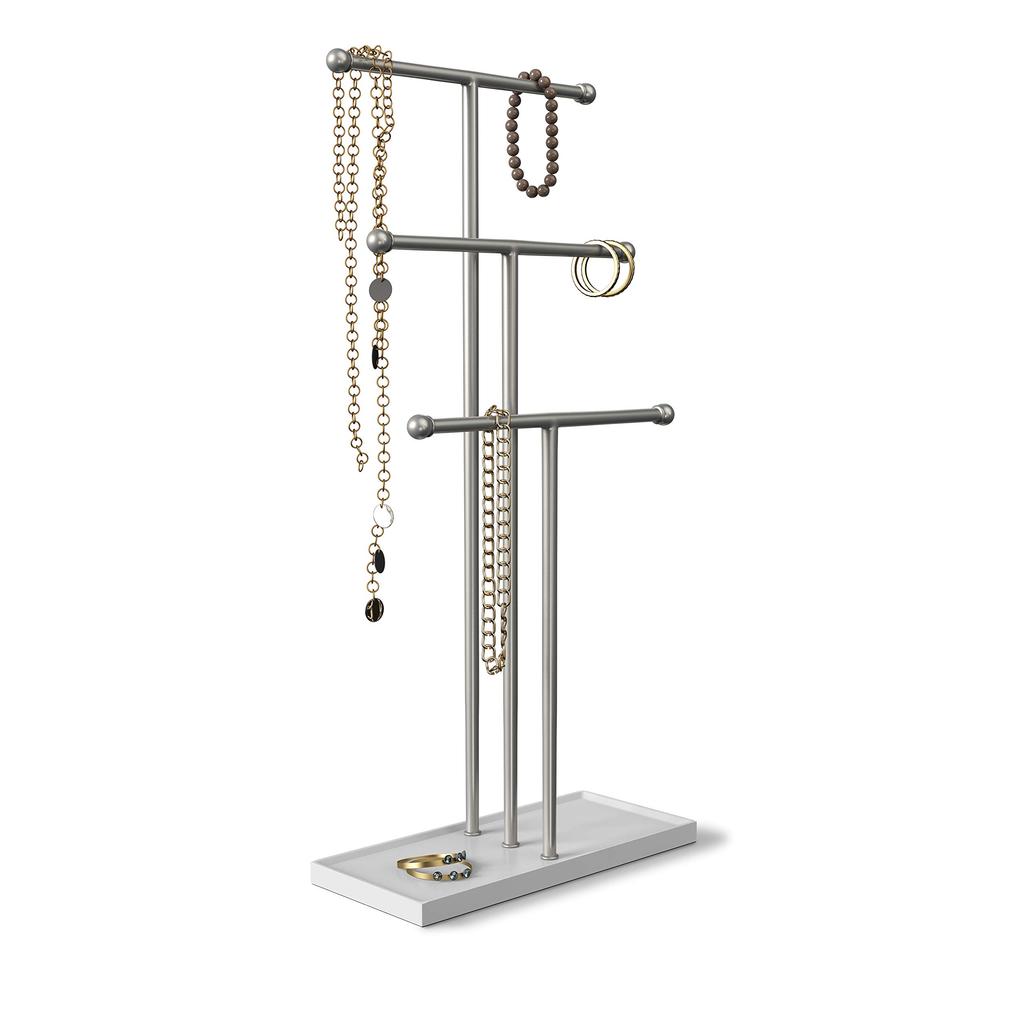 Official Umbra Trigem Jewelry Stand, White/Nickel