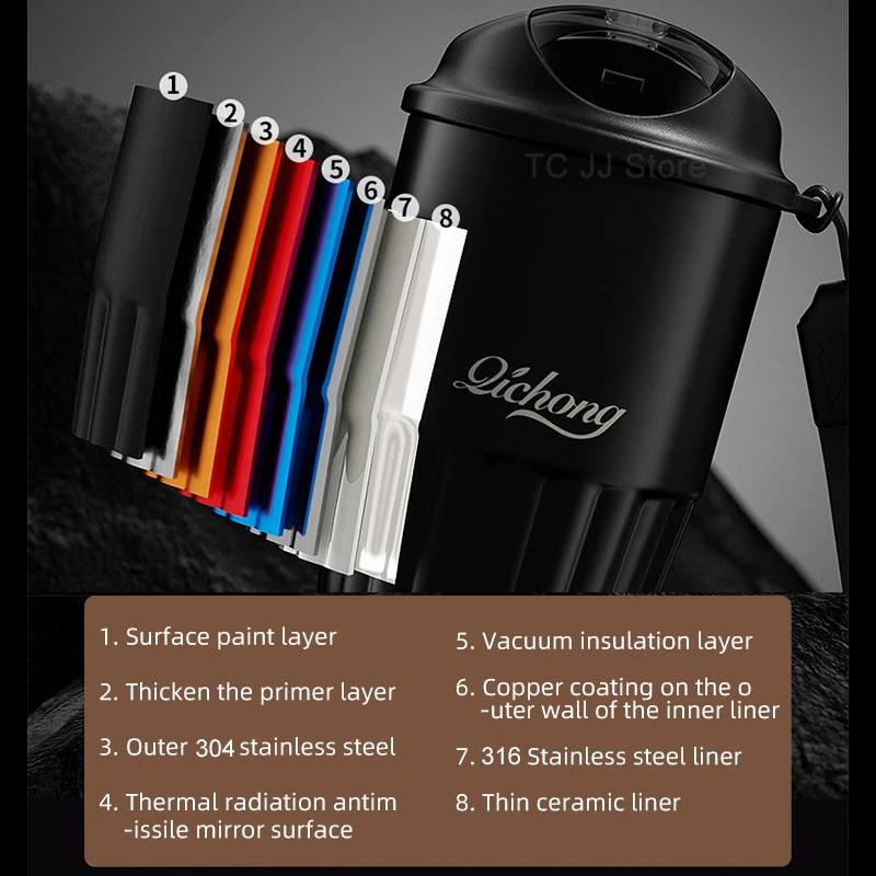 400ML Ceramic Liner Thermos Coffee Cup Travel Coffee Mug Vacuum Insulated Thermos for Coffee Thermal Cup Tumbler Birthday Gift