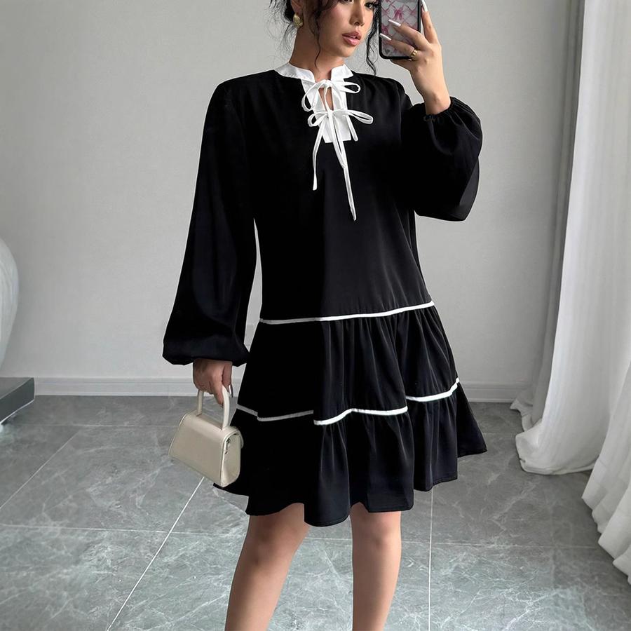 Maxi French Style Long Sleeve Dress for Women Fashion