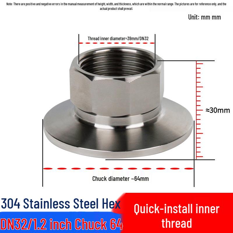 Quick-Fit Innengewinde 304/316L Edelstahl Sechskantverbinder, Sanitär Quick-Clamp Stutzen, Innengewinde Hülse