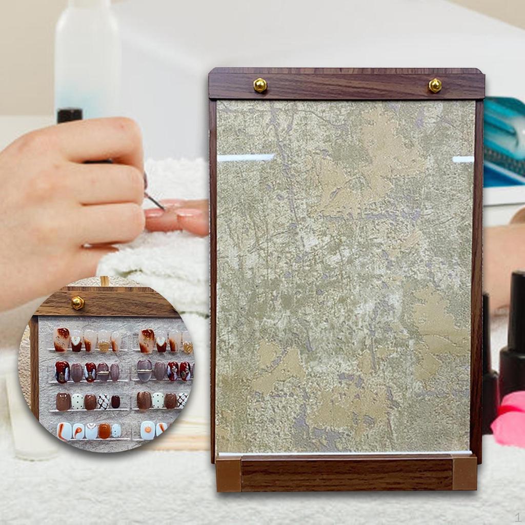 Decorative Nail Display Stand, Tip Sampler, Wooden Stand for Home Manicure