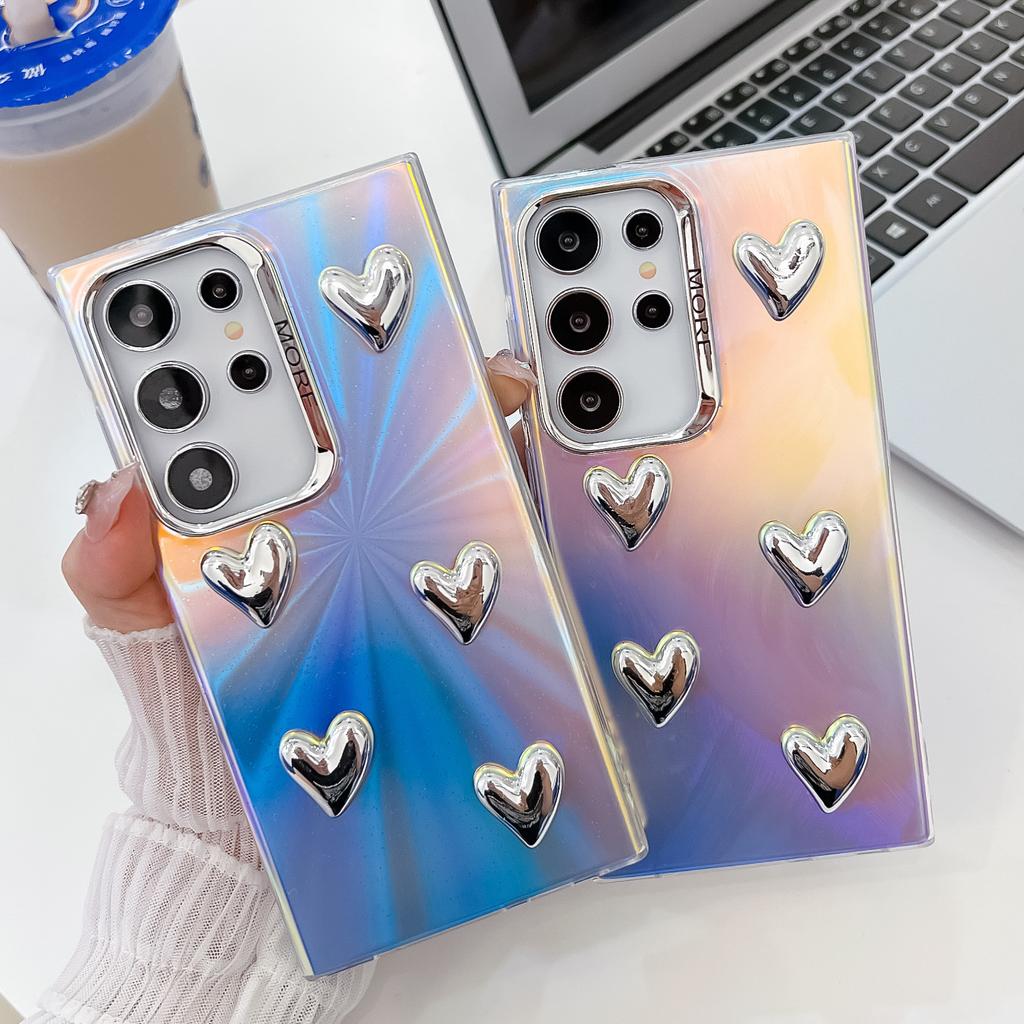Electroplating Laser Suitable for Samsung S25ultra Mobile Phone Case Three-dimensional DIY Love S24Plus Premium A56