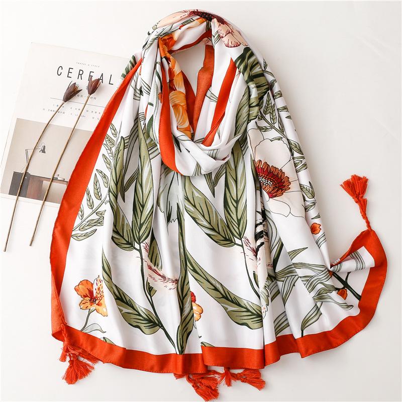 

Осенний Прекрасный Сад Цветочная Кисточка Вискозная Шаль Шарф Женская Высококачественная Накидка Пашмина Стола Буфанда Мусульманский Хиджаб 180*90См