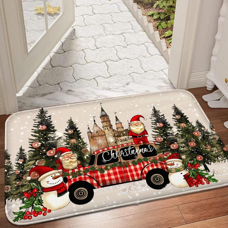 Christmas Door Mats, Washable Indoor and Outdoor Entrance Mats, Machine Washable Carpets, Bathroom Entrances, Home Decor