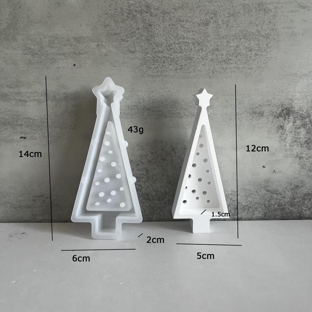 3D Cute Christmas Tree Decoration Silicone Mold DIY Handmade Aromatherapy Plaster Christmas Lights Tree Resin Drop Glue Mold