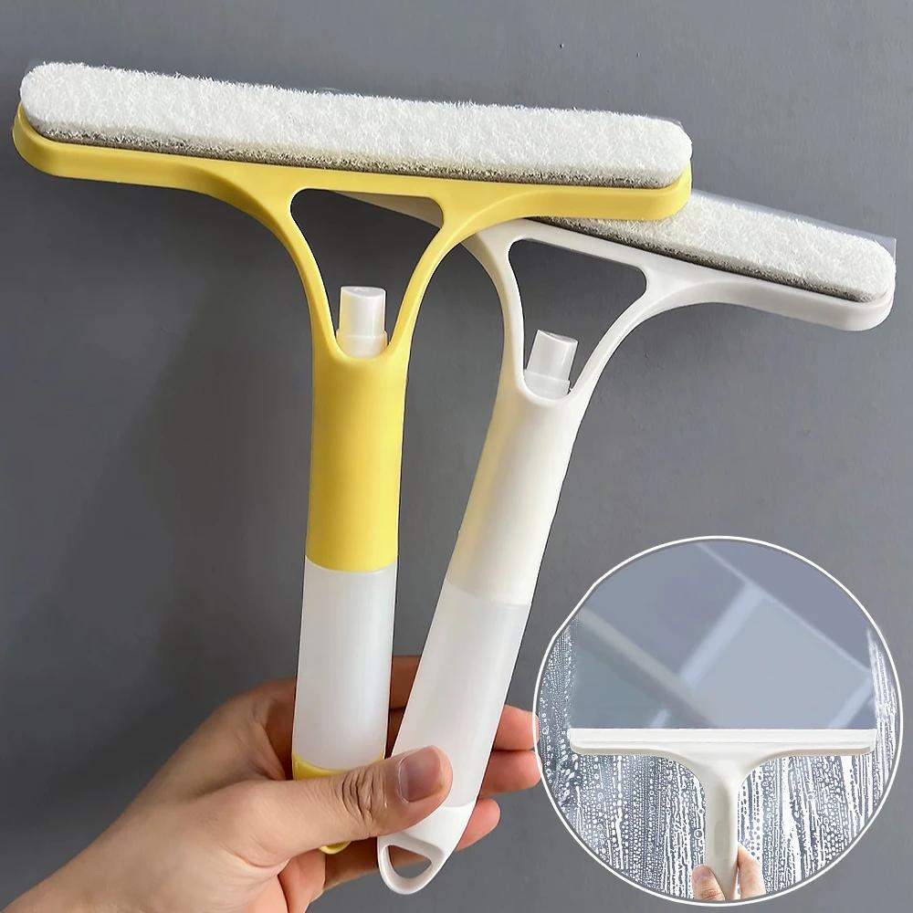 3 In 1 Window Cleaning Squeegee Multi Function Glass Mirror Wiper with Spray Bottle Microfiber Scrub Household Car Cleaner Tools