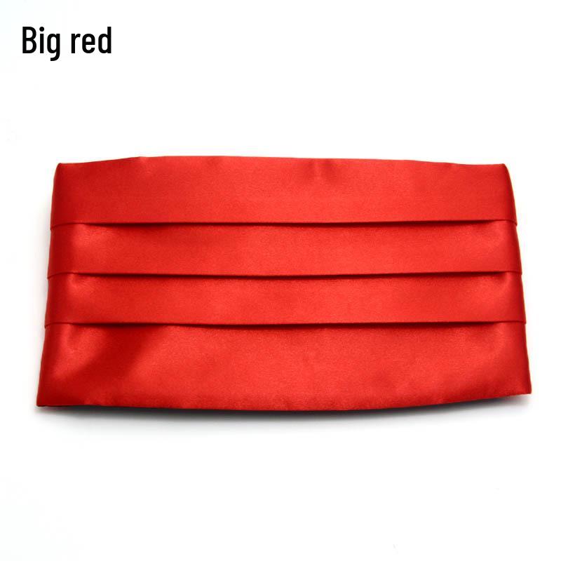 

Trendy Gentleman Black-Red Silver Tuxedo with Solid Color Cummerbund for Wedding & Latin Dance