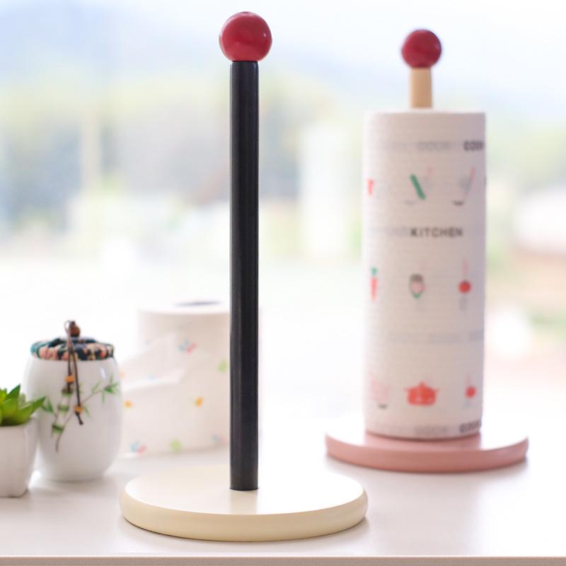 Solid Wood Tissue & Cling Film Organizer: Creative Vertical Holder for Home Kitchen & Bathroom.