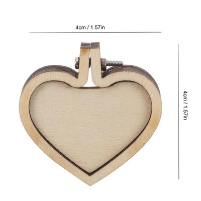 5/10 Stück 1,57 Zoll Stickrahmen Holzring Gemischte Herzform Anhänger Kreuzstich Rahmen-Set Für Schmuck Schlüsselanhänger Basteln Nähen Ac