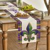 Artoid Mode Iris Stripes Mardi Gras Carnival Table Runner, Seasonal Holiday Kitchen Dining Table Decoration for Home Party Decor 13x72 Inch