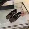 Silver Single Shoes Female Flat Bottom Autumn New Temperament Fairy Commuting Square Head Shallow Mouth Mary Jane
