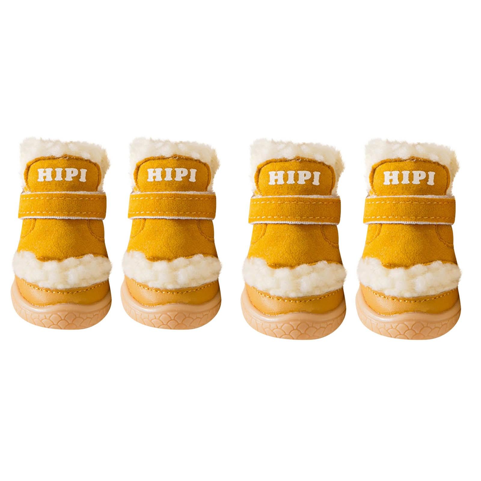 

Осенне-зимняя обувь для собак из овчины, хлопковая обувь для улицы, сохраняющая тепло, чехлы для лап собак, нескользящая обувь 5 жёлтый