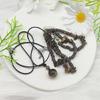 2Pcs Ethnic Layering Beaded Necklace Set Adjustable Leather Cord Jewelry With Natural Stones Holiday Gift For Adults