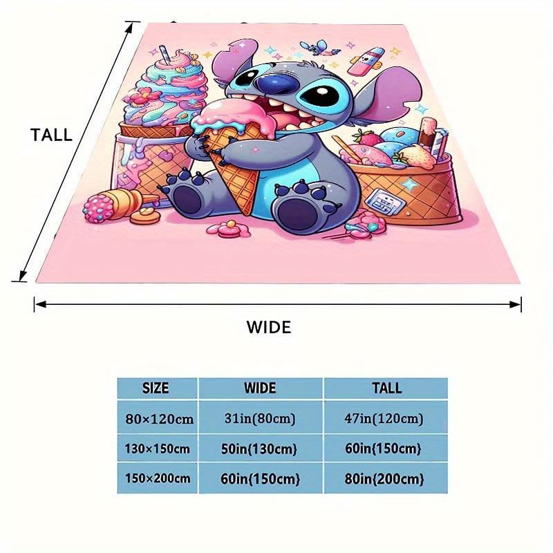 1ks deka s potiskem Stitch - Měkká, celoroční přehoz do obývacího pokoje, ložnice, personalizovaný dárek s roztomilým kresleným designem