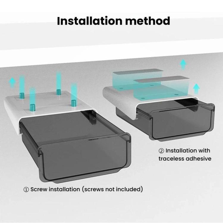 Hidden Under-Desk Drawer Storage Box Drill-Free Organizer Box