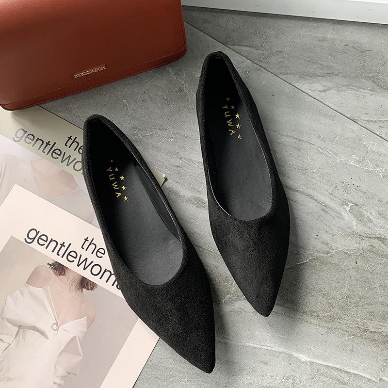 Temperament velvet pointed single shoes women's spring and summer new shallow mouth high-end niche soft-soled ladyshoes work shoes