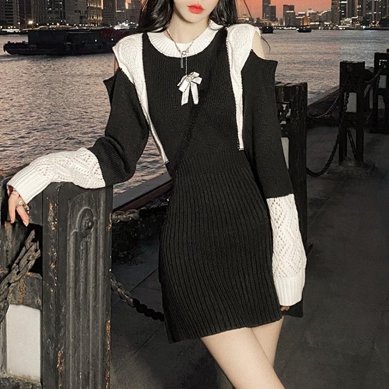 Buy Outwear Sweater Dress Women Kawaii Clothing One Piece Dress Korean Fashion Casual Vintage Knitted Y2k Mini Dress 21 Winter At Affordable Prices Free Shipping Real Reviews With Photos Joom