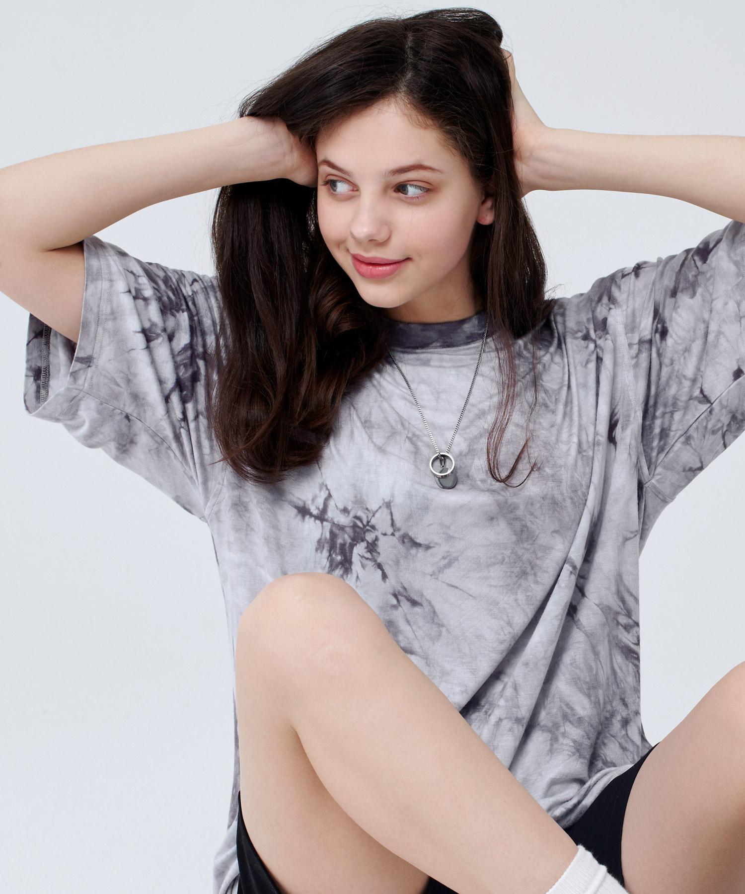 Moz Moz Tie-Dye Rayon Oversized T-Shirt_Gray 1