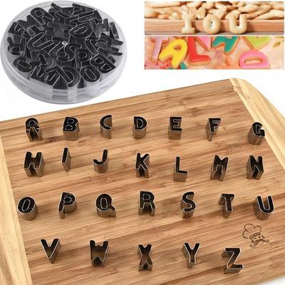 26pcs Letters Cake Mould Fondant Sugar Craft Stainless Steel Cookies Mold Decorating Tools DIY